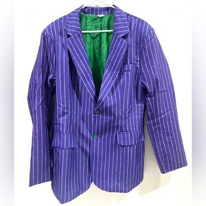 Spirit Purple Striped Joker Batman DC Costume Blazer Green Lining Buttons- Large
